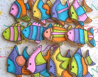 Fish Cookies - Fish Decorated Cookies - 1 Dozen