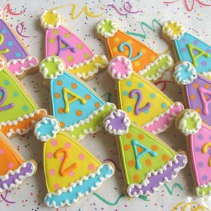 Birthday Hat Cookies Party Hat Cookies Birthday Cookies 1 Dozen image 2