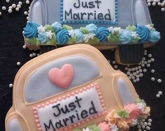 Just Married Car Cookies - 12 Cookies