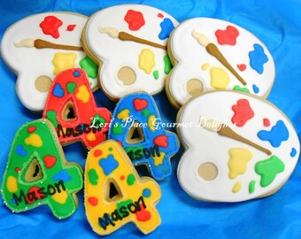 Painters Party Cookies - Painters Pallet Cookies - 12 Cookies