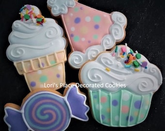 Birthday Cookies - Birthday Party cookie Favors - 12 Cookies