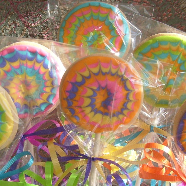 Reserved for Amy--Rainbow Cookie Pops - Cookie Suckers - Rainbow Cookies on a Stick - 1 Dozen