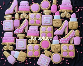 Glamor Girl Birthday Cookies - MakeupBirthday Cookies - 28 Cookies