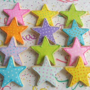 Star Decorated Cookies Star Cookies Star Decorated Cookie Favors Cookie Gift 1 dozen image 2