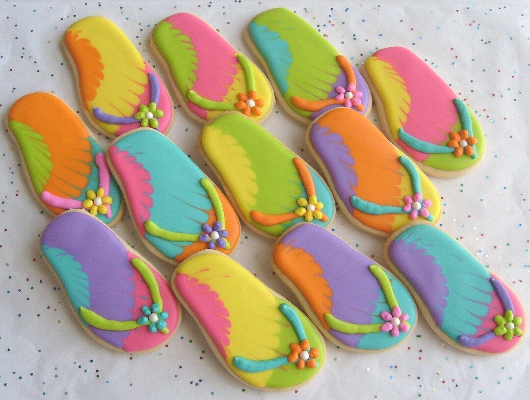 FLIP FLOP Cookie Favors Flip Flop Decorated Cookies 1 Dozen - Etsy