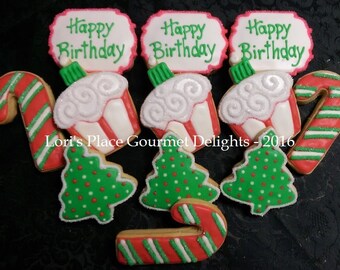 Christmas Birthday Cookies - Christmas ookies - 12 Cookies