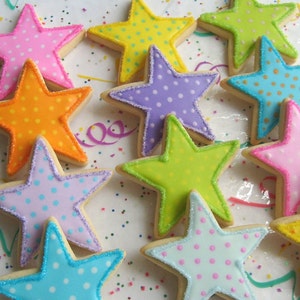 Star Decorated Cookies Star Cookies Star Decorated Cookie Favors Cookie Gift 1 dozen image 3
