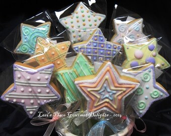 Star Wand Cookie Pops - Cookie Suckers - Fairy Wand Cookie Favors - 1 Dozen