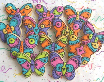TROPICAL BUTTERFLIES - Butterfly Cookies - Butterfly Decorated Cookies - 1 Dozen