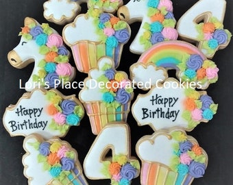 Unicorn Birthday Cookies - 12 Cookies