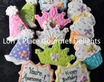 Princess Birthday Cookies - 12 Cookies