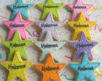 Star Decorated Cookies - Star Cookies - Star Decorated Cookie Favors - Cookie Gift - 1 dozen