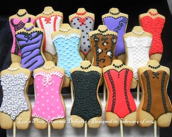 Corset Cookie Pops - Lingerie Cookies - 1 Dozen