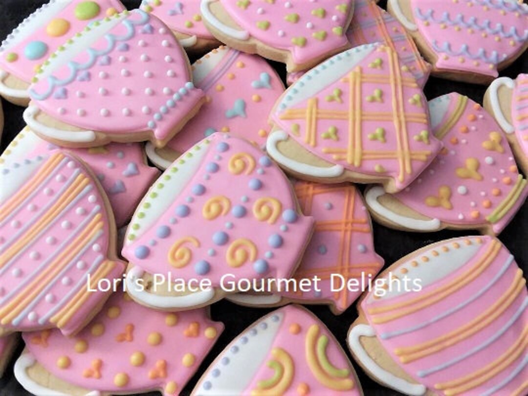 Tea Cup Cookies Personalized Tea Cup Cookies Cookie Favors 12 Cookies