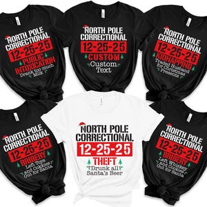 66 Zitate und benutzerdefinierte Nordpol-Korrektur-Shirt, lustiges Familien-passendes Weihnachtshemd, Nordpol-Korrektur-Shirt, Weihnachtshemden
