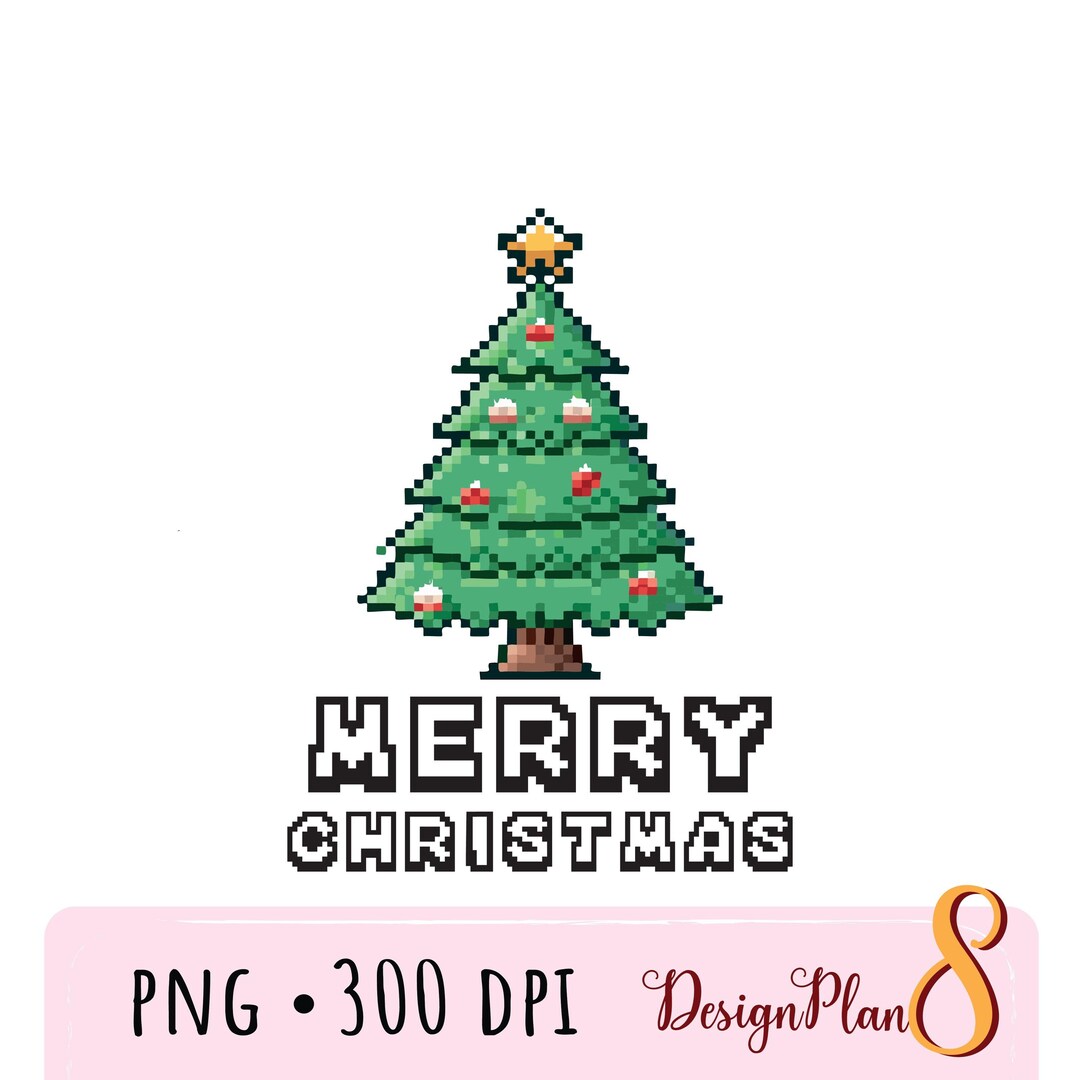Christmas Tree Pixel Art PNG, Merry Christmas Pixel Design, Retro ...