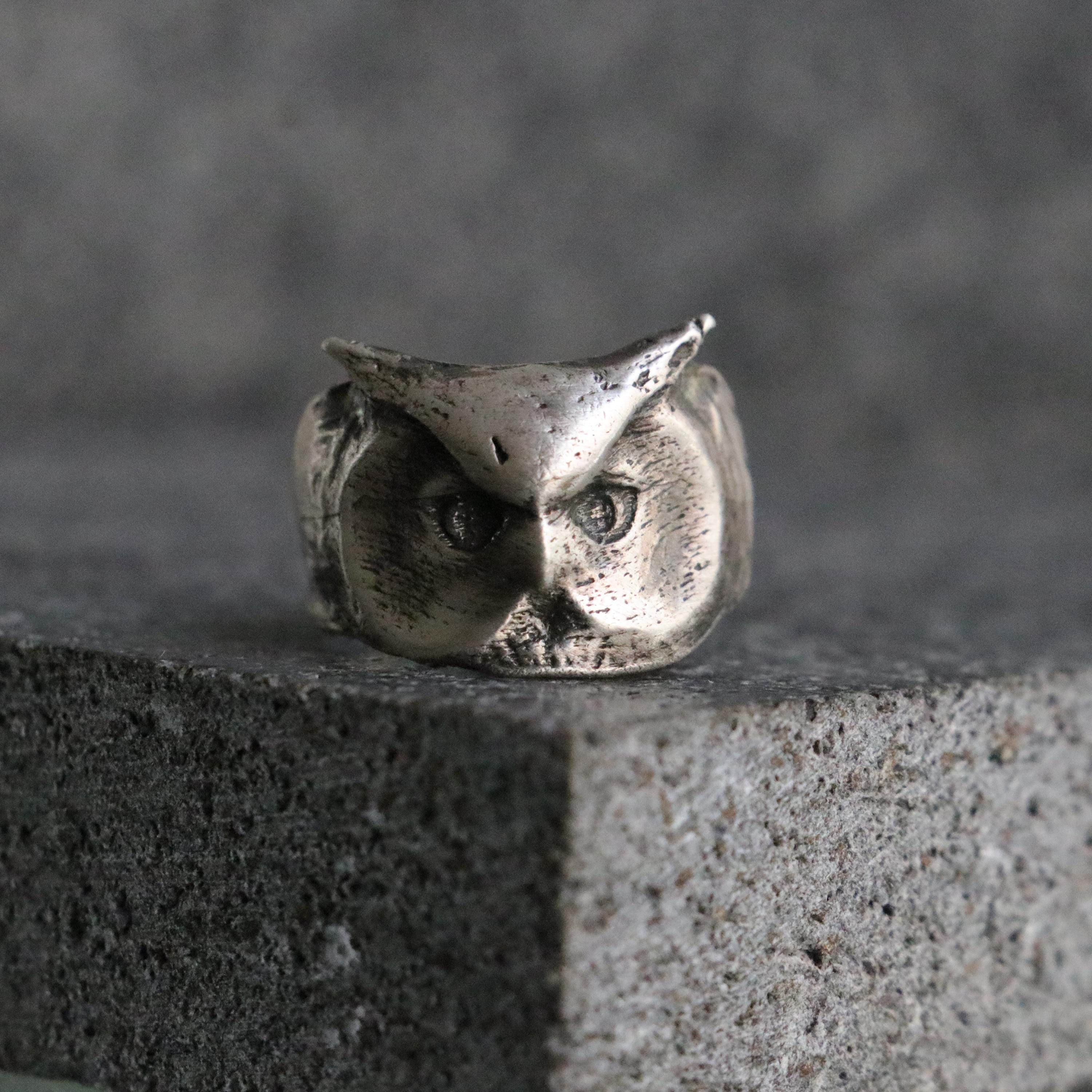 Silver Owl Ring – Handcrafted Bird Jewelry, Symbol of Wisdom and Protection, Unique Statement 