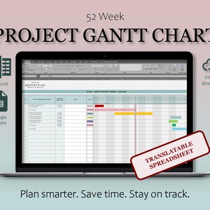 Gantt-diagram-spreadsheet van 52 weken | Projecttijdlijnplanner | Excel en Google Spreadsheets