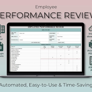 Employee Performance Review Spreadsheet | Automated & Easy to Use | Excel and Google Sheets + PDF