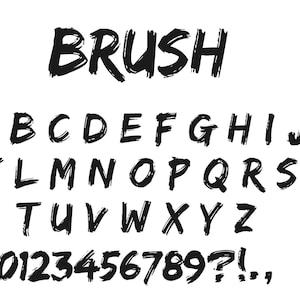 Brush Font | Rough Ink Grunge Typeface | Uppercase Alphabet (Digital Download)