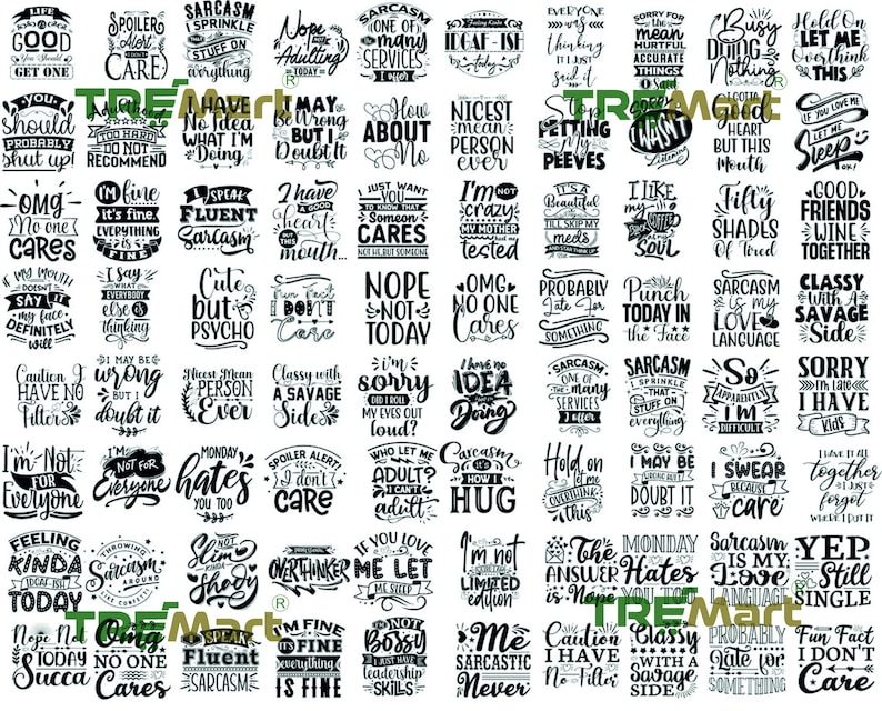 Sarcastic SVG Mega Bundle: 600+ Funny Quotes (Digital Download)
