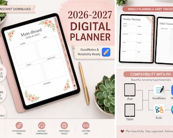Agenda digital 2026-2027 / PDF diario, semanal y mensual (GoodNotes, Notability)