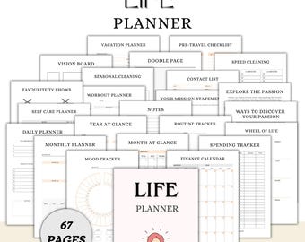 Life Planner Template | Bundle Goals for Life | Bundle for Productivity Planner | Personal Digital Planner Template | All In One Bundle