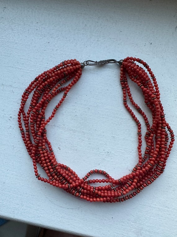 Stunning Red Multi-strand sterling silver necklace