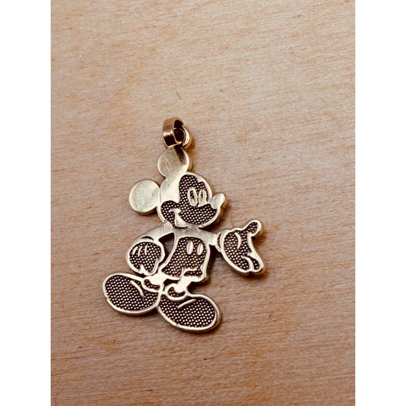 Wisiorek/zawieszka w kształcie Myszki Miki w stylu vintage – lite żółte złoto zdjęcie 1
