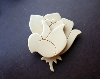 Rare French Celluloid Rose Pin/Brooch - Stylized - Mod Look.