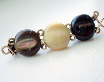 Victorian c1900 Chatoyant Tiger Eye Stones Three stones - Rolled Gold - Vintage.