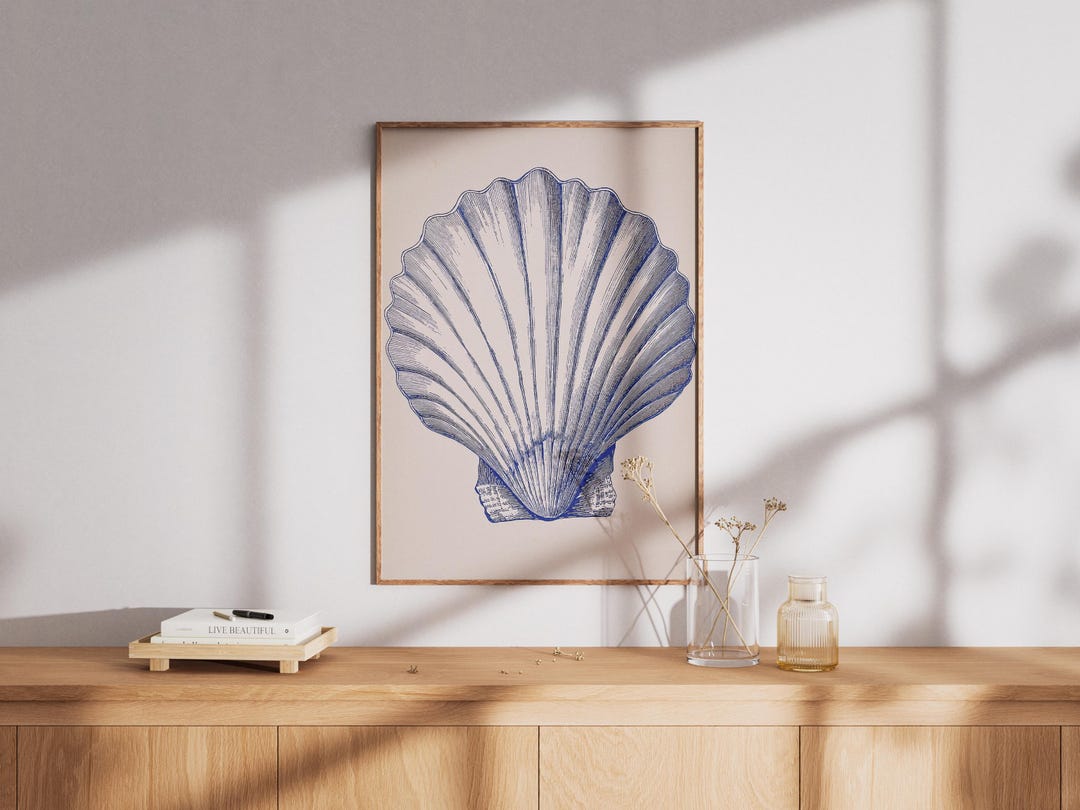 Minimal Shell Minimal Coastal Shell Line Art Illustration – Beach-inspired Hand-drawn ...