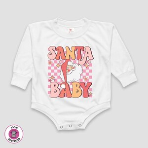 Mommy & Me - Baby - Santa Baby - Christmas Sweatshirt Bubble (100% Polyester T-Shirt Material)