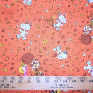 Two Continuous yards of PEANUTS FALLING LEAVES fabric, 72&quot; x 42&quot;, 100% Cotton