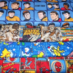 SUPER HERO Fabrics #3 Star Trek, Marvel Comic Line-up, Pokemon, Spiderman, Sold INDIVIDUALLY not as a group, by the Half Yard