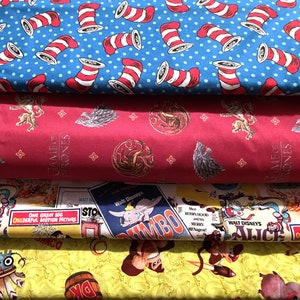 Character Fabrics #19 Dr. Seuss, Game of Thrones, Disney Movie Posters, Donkey Kong, Sold INDIVIDUALLY not as a group, by the Half Yard