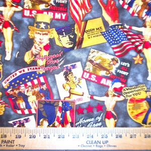 Two Continuous Yards of VINTAGE PATRIOTISM fabric, 72&quot; x 42&quot;, 100% Cotton