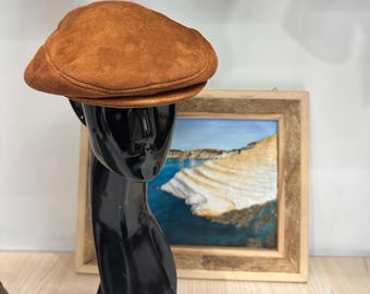 Handmade Italian Vintage Cap - Sicilian Coppola Hat in Sheepskin - Flat Cap Made in Italy in original sheepskin
