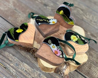Small Handmade Wooden Heart with Real Pressed Flowers | Resin Inlay Floral Heart Keepsake