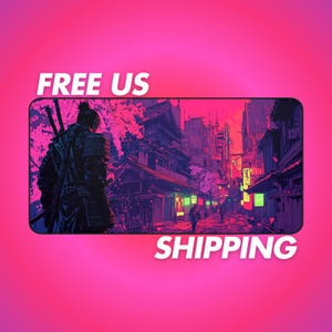 Cyberpunk Ronin | Neon Samurai Japanese Style Mousepad | Gaming Mouse Mat