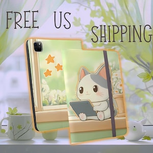 Cat Tablet Folio Case | Cute Animal Design | Kawaii Ipad iPad Pro 12.9  And 11 Case