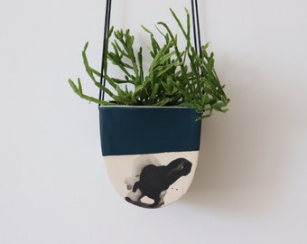 Half Moon Hanging Planter - Deep Ocean - Ready to Ship