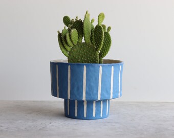 Pinstripe Planter - Sky - Ready to Ship