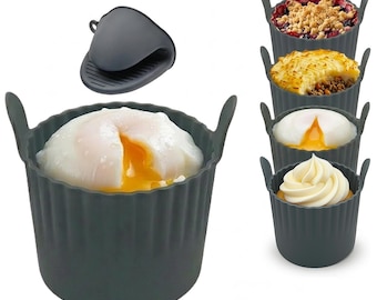Silicone Ramekins & Oven Mitts: Air Fryer Egg Poacher, Muffin Moulds