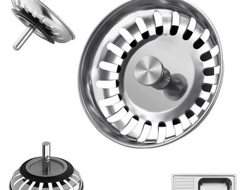 Kitchen Plug Sink Strainer. Stainless Steel Drain Cover, Hair Food Catcher, Kitchen Sink Plug Replacement for Kitchen & Bathroom Sink (78mm)