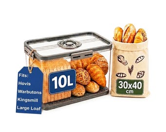 Large Bread Bin with Reusable Bread Bag by Magla. Airtight Bread Storage Container for Kitchen Counter. Plastic Bread Bin Storage Box