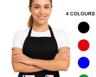 Apron for Women & Men by Magla. Unisex Bib Cooking/Kitchen/Chef Apron with 2 Pockets and Long Ties. Kitchen Accessories. BBQ Accessories
