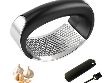 Magla Garlic Crusher Press Set: Includes Peeler & Brush