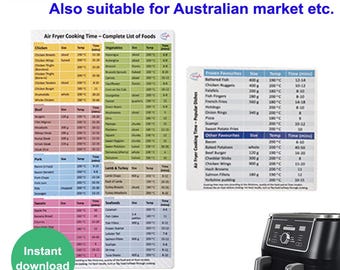 Air Fryer Cooking Time Guide: UK Food Chart (Instant Download PDF)