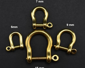 SILMEN Solid Brass Anchor Shackles W/Screw Pin Japanese Style Decorating Hardware 5 pcs for Leathercraft, DIY, Handcraft, etc